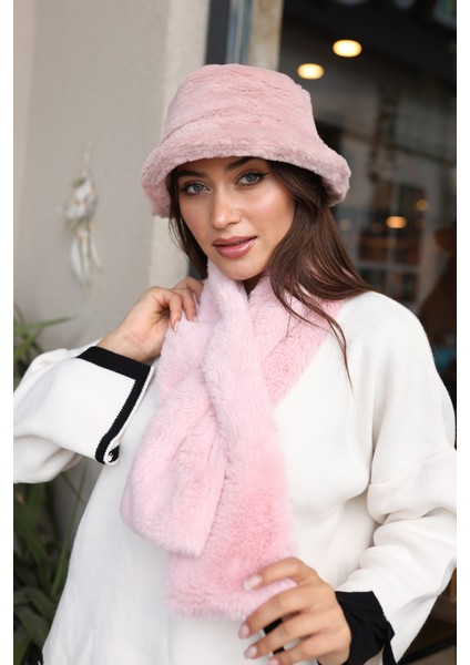 Kadın Peluş Kaşkol Boyunluk Atkı Rkb-01 Pembe modelleri