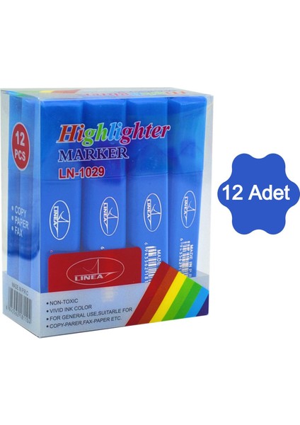 Fosforlu Kalem Neon LN-1029 Mavi 12 Adet
