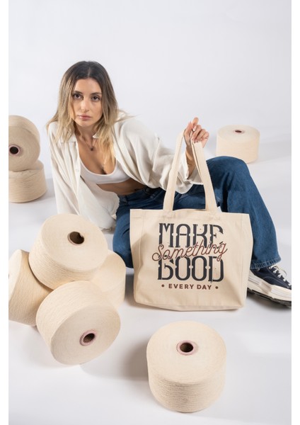 "make Something Good" Canvas Tote Omuz ve Plaj Çantası
