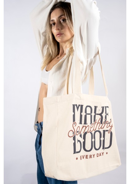 "make Something Good" Canvas Tote Omuz ve Plaj Çantası