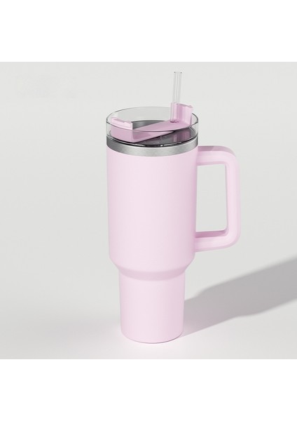 40OZ Paslanmaz Çelik Araba Bardağı 1200ML Çift Katmanlı Vakum Yalıtımlı Pipetli Su Bardağı (Yurt Dışından)
