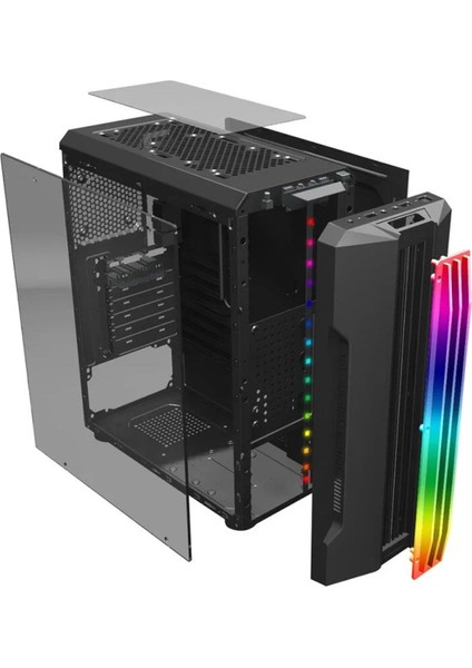 SNT Hunter LS C2 Mid Tower Atx Gaming 2 x Argb Fanlar ve Kontrolcü Dahil Masaüstü Bilgisayar Kasası (POWER YOK)