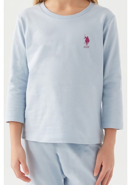 Asnn Kız Çocuk Mavi Pijama Takımı