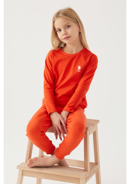 Asnn Kız Çocuk Nar Çiçeği Pijama Takımı