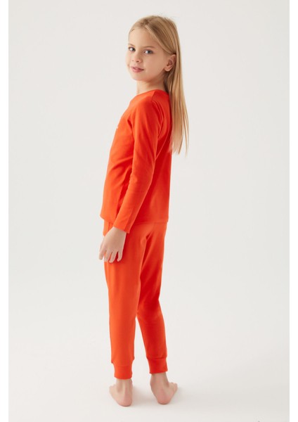 Asnn Kız Çocuk Nar Çiçeği Pijama Takımı