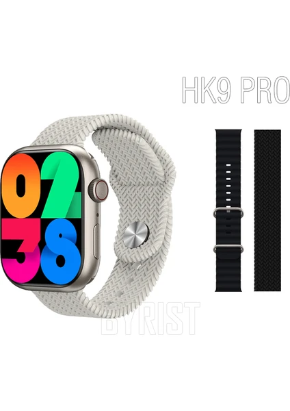 Watch 8 Series Hk9 Pro Amoled Ekran 45MM Kordon Kilitli 1:1 Pusula Özellikli Çift Kordon Akıllı Saat