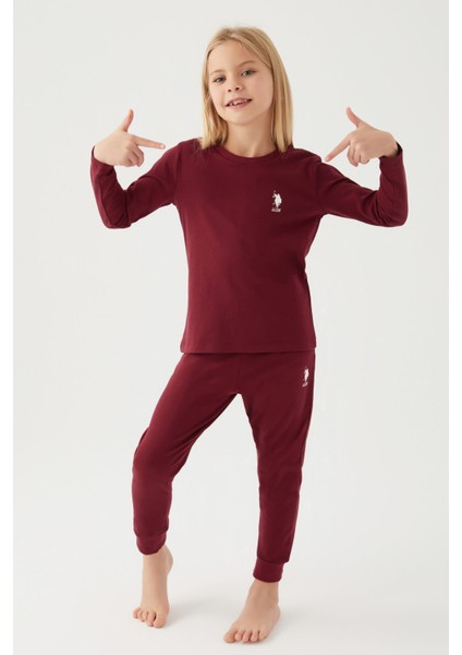 Asnn Kız Çocuk Kahve Pijama Takımı