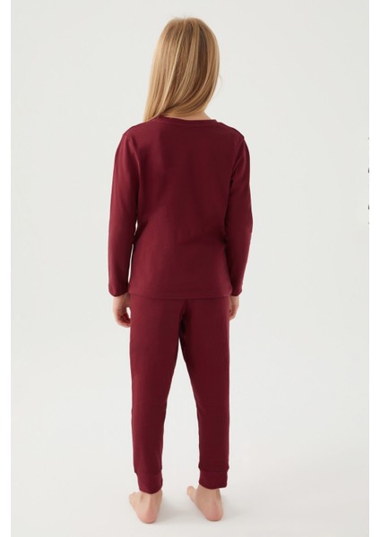 Asnn Kız Çocuk Kahve Pijama Takımı