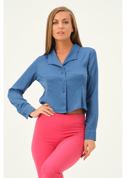 crop saten bluz