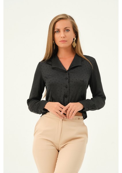 crop saten bluz