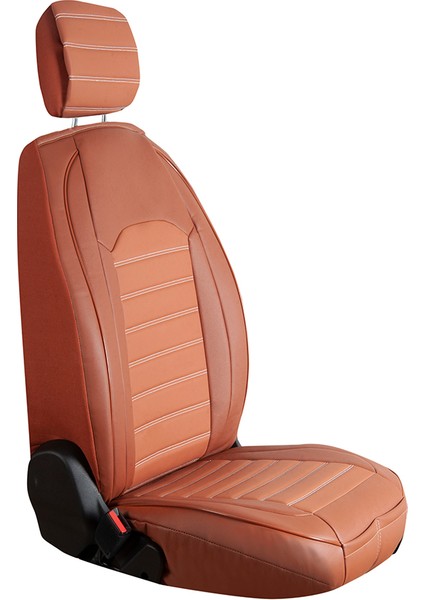Fiat Uno Uyumlu Lüks Deri Oto Koltuk Kılıfı Ön/arka Set Aysa Seri Tarçın