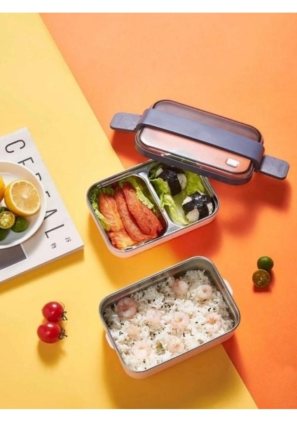 Smart Style Lunch Box Iki Katlı Paslanmaz Çelik Kolay Kilitlenir Sefer Tası – 1200 ml