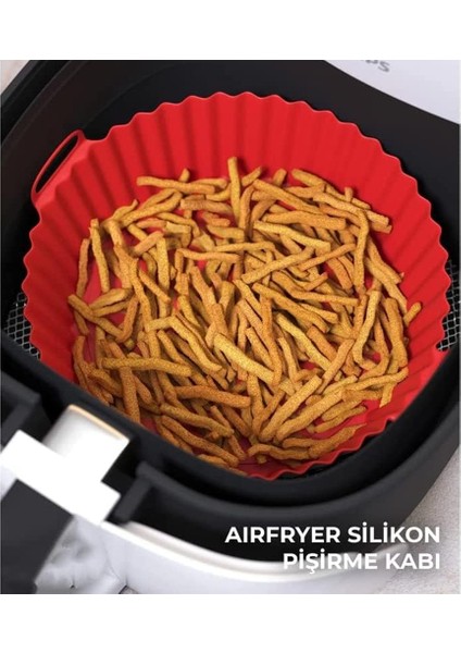 Güncelçarşı Airfryer Ustası 3'lü Pişirme Seti, Silikon Airfryer Pişirme Kağıdı, Bpa Içermez, Yapışmaz Kolay Temizlenir Muffin Cupcake, Iki Bölmeli Silikon Pişirme Kabı