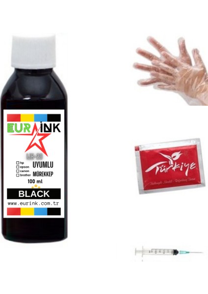 Epson L355 L Yazıcı Uyumlu Mürekkep 100 ml Siyah Dolum Seti