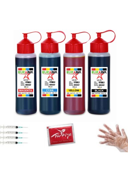 Hp 652, 651, 650, 305, 47 Kartuş Uyumlu Mürekkep Seti· 4 x 500 ml