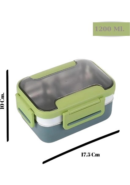 Food Conteyner Iki Katlı Paslanmaz Çelik Kolay Kilitlenir Sefer Tası – 1200 ml