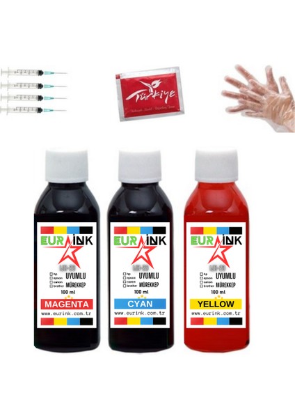 Hp 450 / 455 / 457 Yazıcı Uyumlu Tank Mürekkebi 3 x 100 ml Renkli