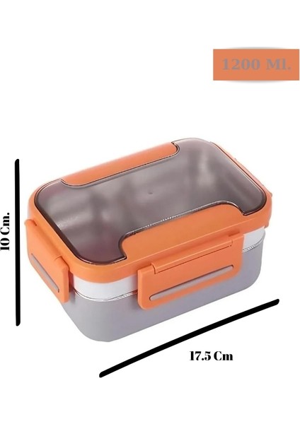 Food Conteyner Iki Katlı Paslanmaz Çelik Kolay Kilitlenir Sefer Tası – 1200 ml