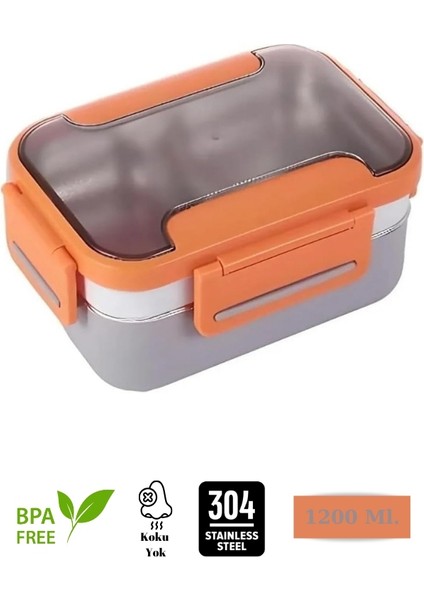 Food Conteyner Iki Katlı Paslanmaz Çelik Kolay Kilitlenir Sefer Tası – 1200 ml