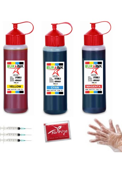 Canon 38 Uyumlu Renkli Kartuş 500ML x 3 Mürekkebi