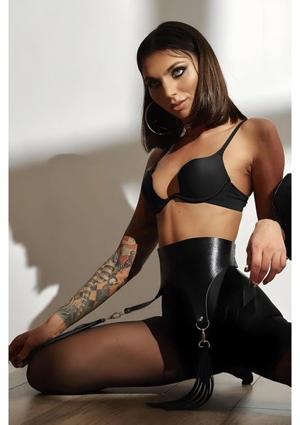 Mlvx Püsküllü Bağlamalı ve Ayarlı Deri Harness Korse Kemer - 755 Blsm