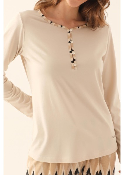 Kadın Uzunkol Mevsimlik Pijama Takım Kadın Büyük Beden Pijama Takım