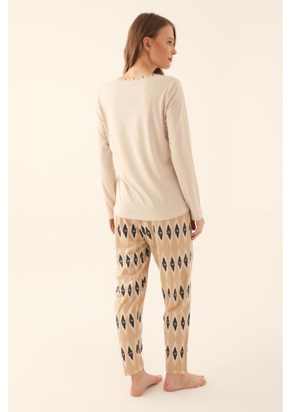 Kadın Uzunkol Mevsimlik Pijama Takım Kadın Büyük Beden Pijama Takım
