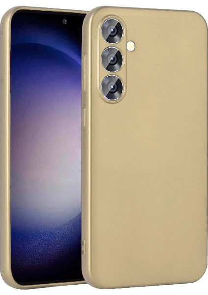 Case 4u Galaxy S23 Fe Kılıf Kamera Korumalı Klasik Mat Renkli Yumuşak Premier Silikon Gold