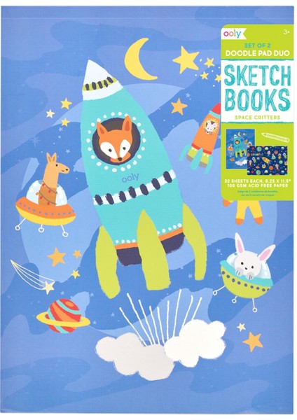 Desenli Ooly Pad Duo 2'li Resim Defteri - Space Critters fırsatları
