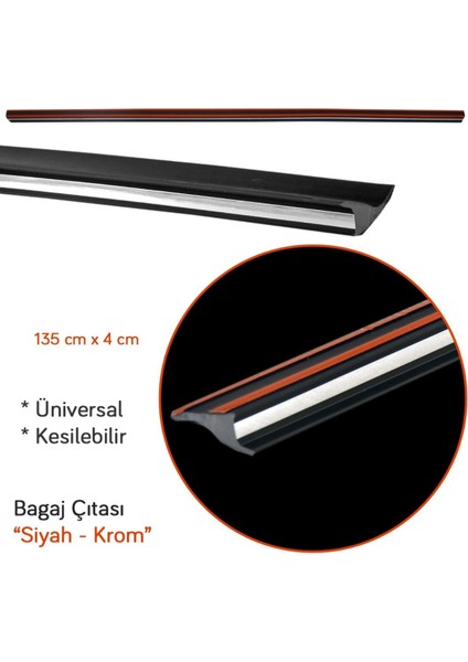Bagaj Çıtası Üniversal Siyah-Krom 135 cm x 4 cm BR2790105