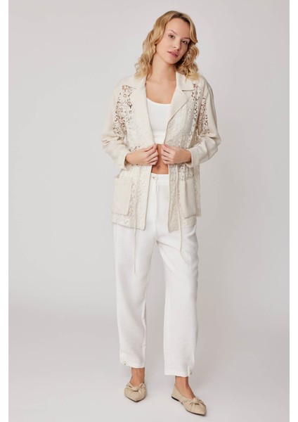 Önü Bağlamalı Çiçek Desenli Transparan Ceket fiyatları