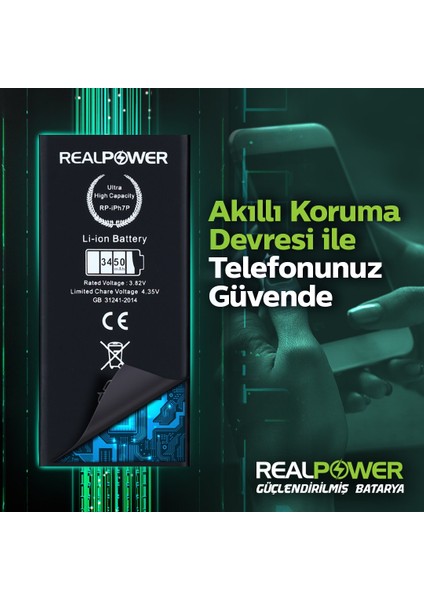 Real Power Apple iPhone 7 Plus Uyumlu Yüksek Kapasiteli Batarya Pil 3700MAH