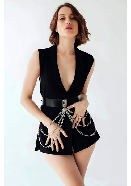 Mlvx Zincirli Deri Bel Kemer Harness - 904 Blsm