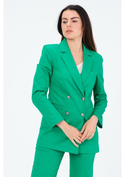 Metal Düğmeli Blazer Ceket