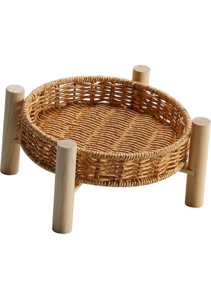 Hasır Depolama Sepeti Rattan Depolama Tepsisi Sepetleri Bin Masaüstü 18 × 10 × 4cm (Yurt Dışından)