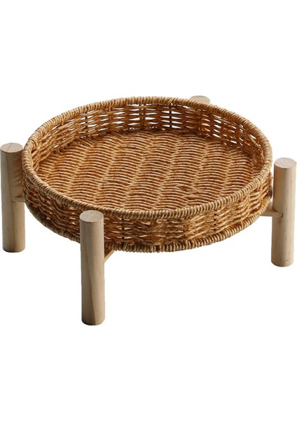 Hasır Depolama Sepeti Rattan Depolama Tepsisi Sepetleri Bin Masaüstü 22 × 10 × 4cm (Yurt Dışından)