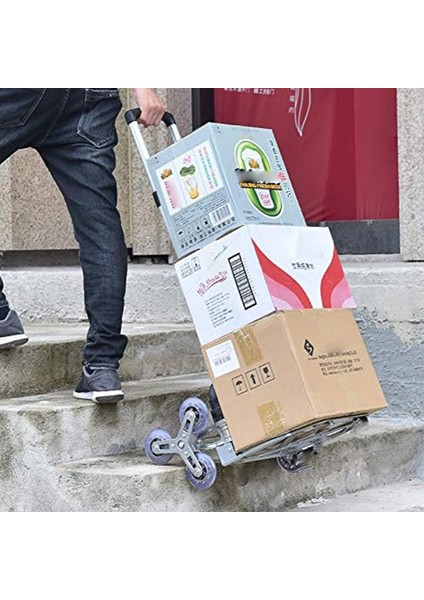 6 Tekerli 80KG Kapasiteli Merdiven Çıkabilen Katlanır Taşıma Arabası Koli Yük Paket Aracı