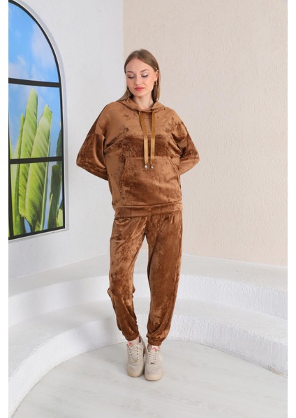 Kadın Kahve Renk Soft Kadife Eşofman Takım fırsatları
