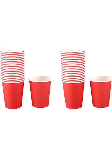 40 Karton Bardak (9oz) - Düz Düz Renkler Doğum Günü Ikram(Kırmızı) (Yurt Dışından)