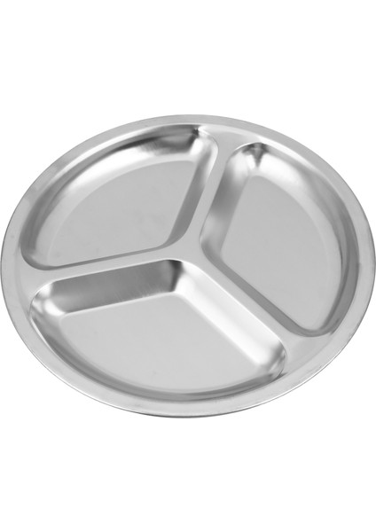 4x Paslanmaz Çelik 3 Bölüm Yuvarlak Bölünmüş Tabak Snack Yemek Tabağı Çapı 24 cm (Yurt Dışından)