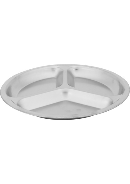 4x Paslanmaz Çelik 3 Bölüm Yuvarlak Bölünmüş Tabak Snack Yemek Tabağı Çapı 24 cm (Yurt Dışından)