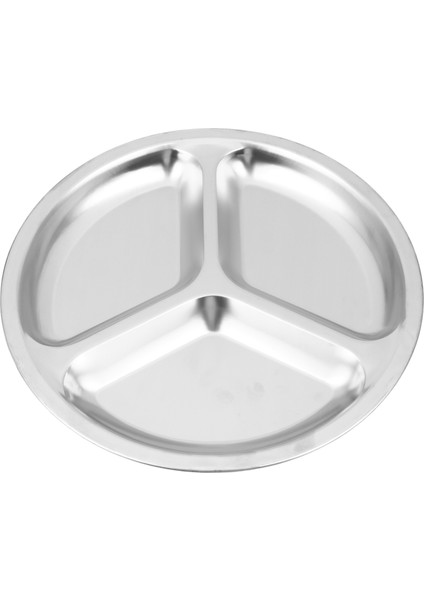 4x Paslanmaz Çelik 3 Bölüm Yuvarlak Bölünmüş Tabak Snack Yemek Tabağı Çapı 24 cm (Yurt Dışından)