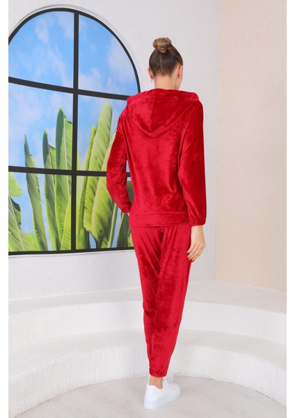 Kadın Kırmızı Renk Soft Kadife Eşofman Takım fırsatları