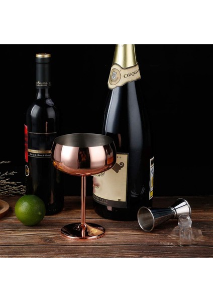 Bakır Coupe Şampanya Bardakları 4 Set Paslanmaz Çelik Vintage Martini Kokteyl Bardağı Şarap Kadehi (Yurt Dışından)