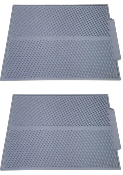 2x Drenaj Raf Silikon Bulaşık Damlalıklı Tepsi Lavabo Kurutma Rafı Tezgah Organizatör Kurutma Rafı Yemekleri Sofra Gri (Yurt Dışından)