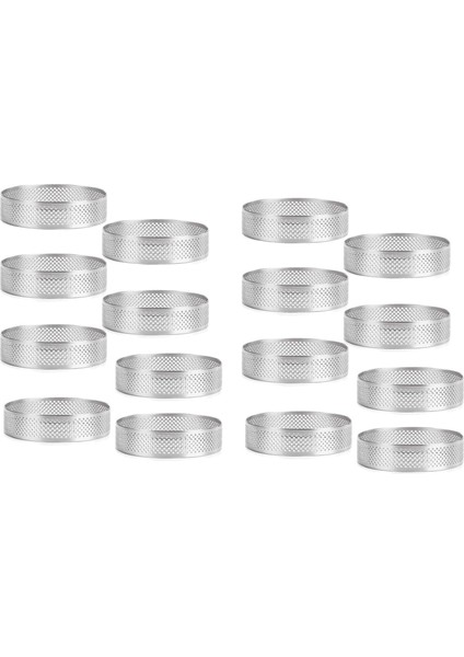 16 Paket Paslanmaz Çelik Tart Halkaları, Isıya Dayanıklı Delikli Kek Mus Halkası, Kek Halkası Kalıbı, Yuvarlak Kek (Yurt Dışından)