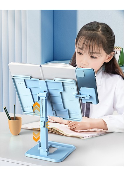 Taşınabilir Okuma Standı Kitap Cep Telefonu Kitap Braketi Ayarlanabilir Basit Kitaplık Masaüstü Okuma Çerçevesi, Mavi (Yurt Dışından)