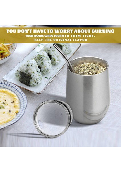 Ξ Ny Ue Zhang Yerba Mate Çay Bardağı Seti 12 Oz, Çift Duvar Paslanmaz Kahve Su Kapaklı Bardak 2 Bombillas Pipet Kaşık ve Fırça, Gümüş (Yurt Dışından)