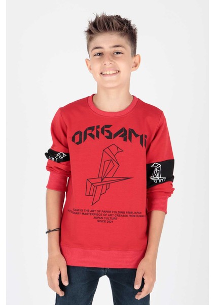 Erkek Çocuk Origami Baskılı Trend Sweatshirt AK15160