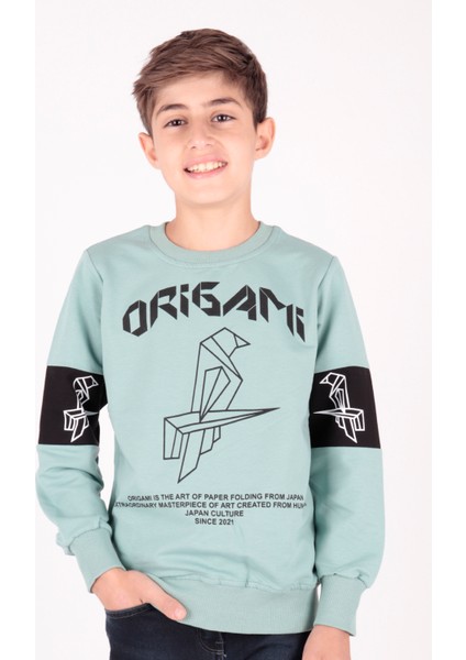 Erkek Çocuk Origami Baskılı Trend Sweatshirt AK15160